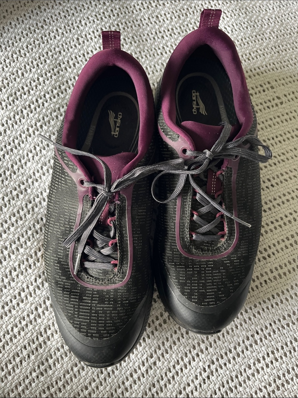Dansko Women’s Black and Plum Lace-Up Waterproof Athletic Sneakers